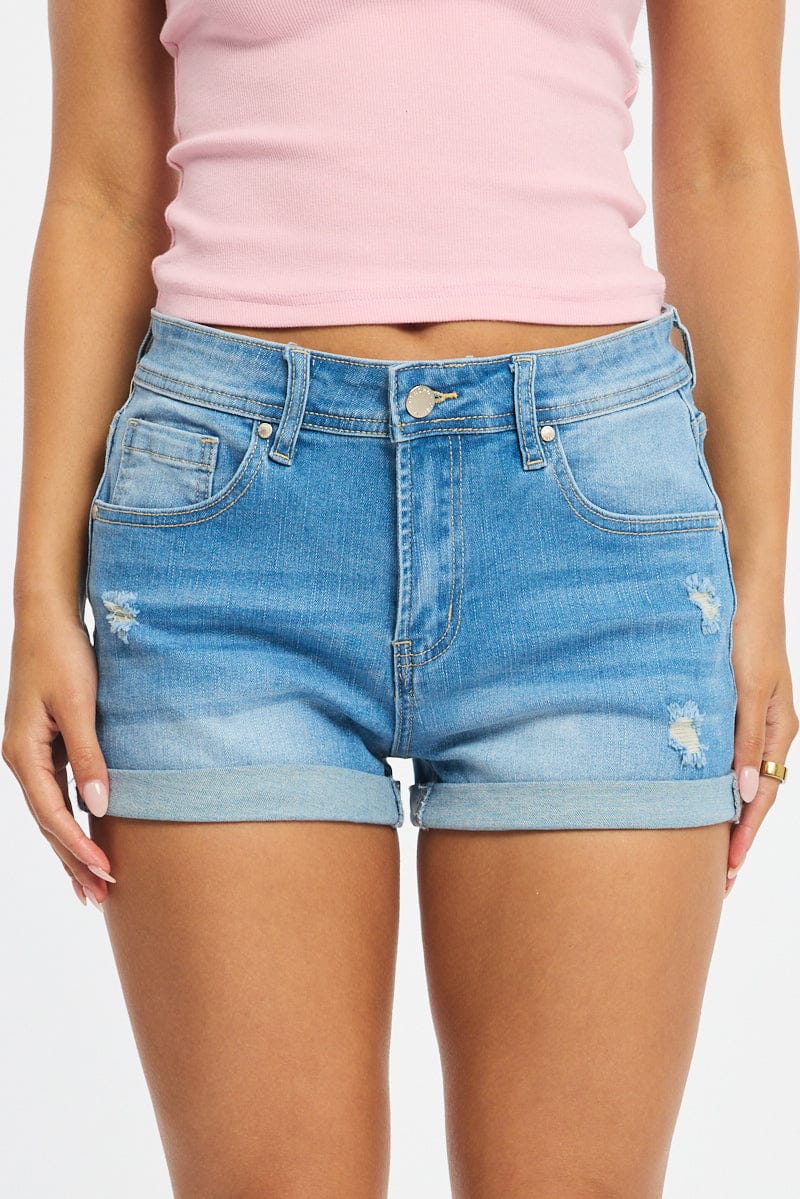 Denim Skinny Shorts Low Rise for Ally Fashion