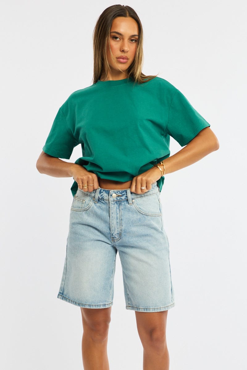 Denim Knee Length Short Mid Rise for Ally Fashion
