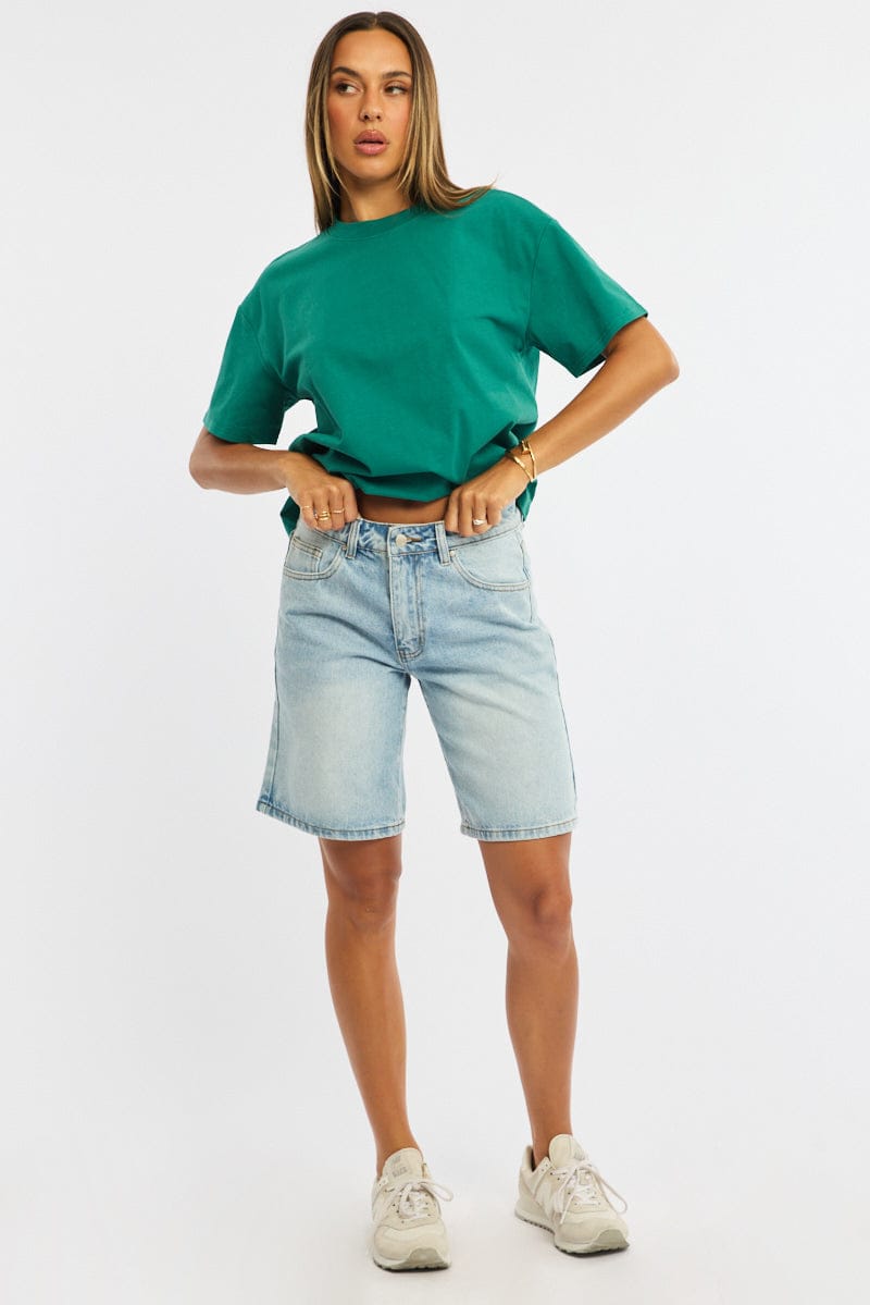 Denim Knee Length Short Mid Rise for Ally Fashion