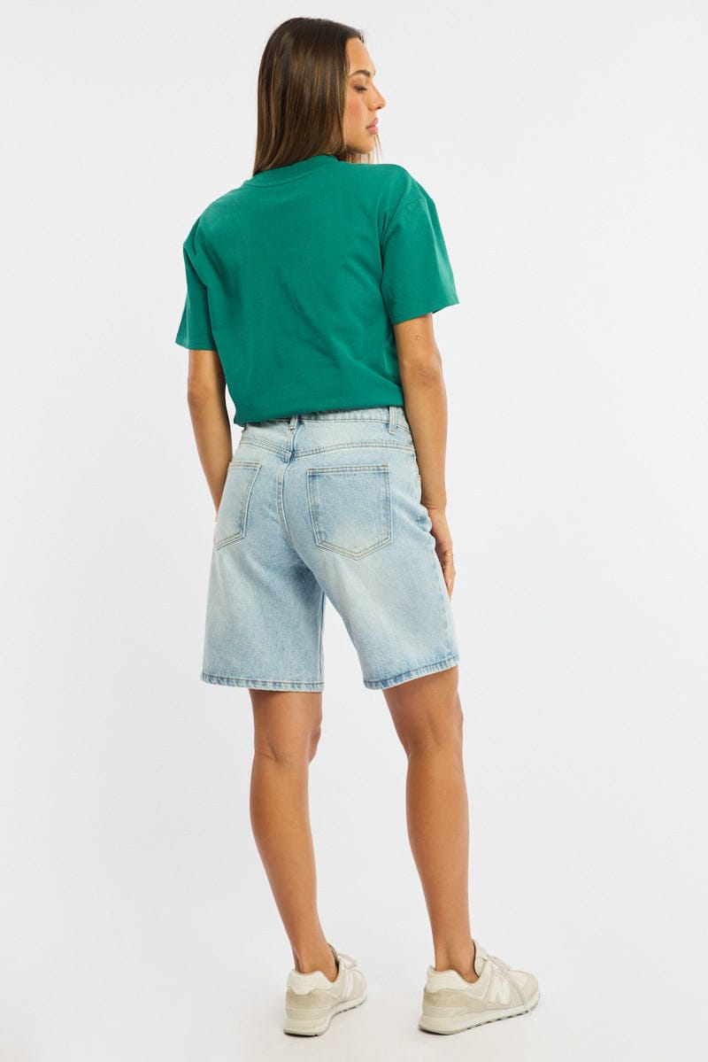 Denim Knee Length Short Mid Rise for Ally Fashion
