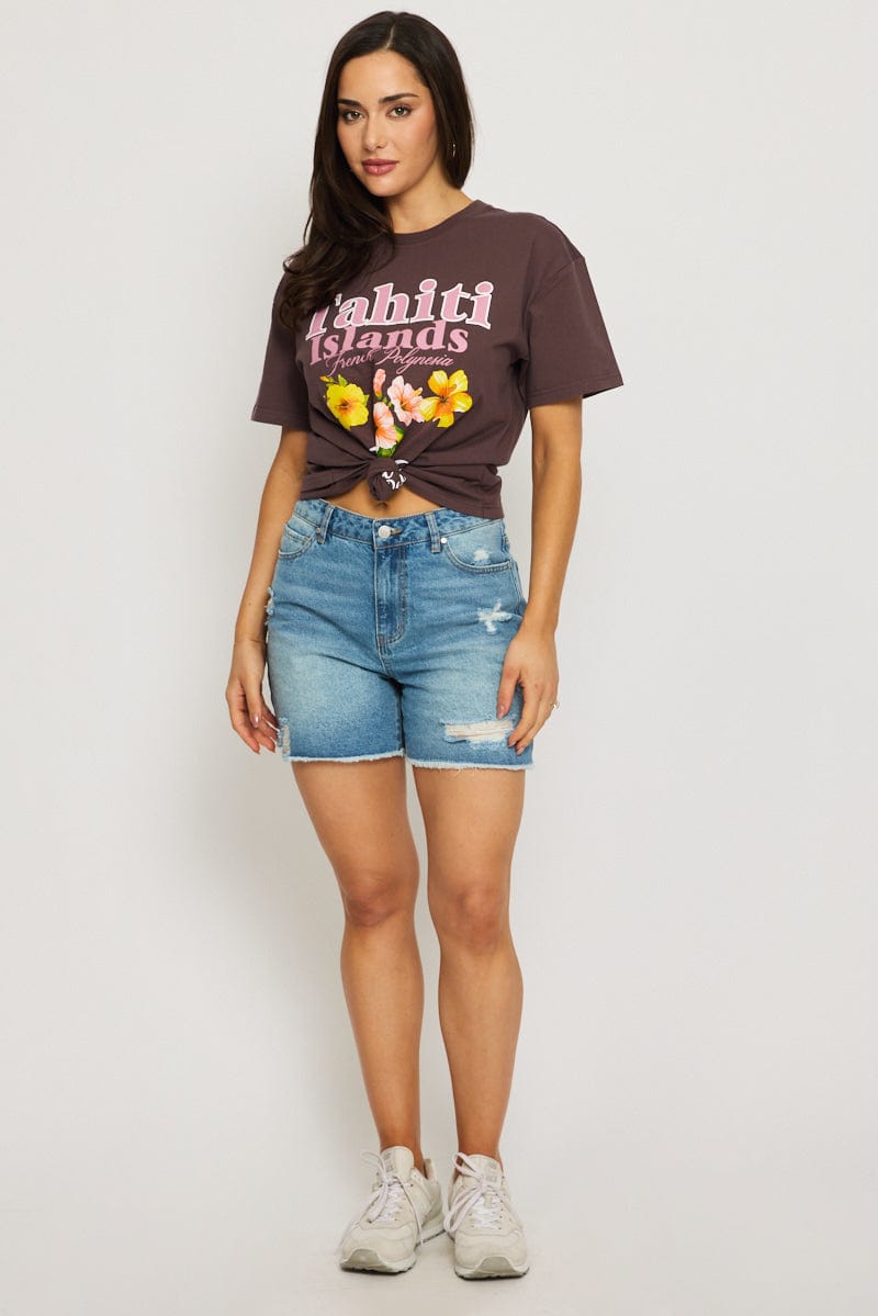 Denim Relaxed Short Mid Rise for Ally Fashion