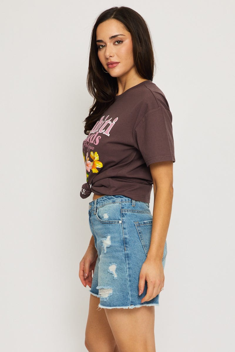 Denim Relaxed Short Mid Rise for Ally Fashion