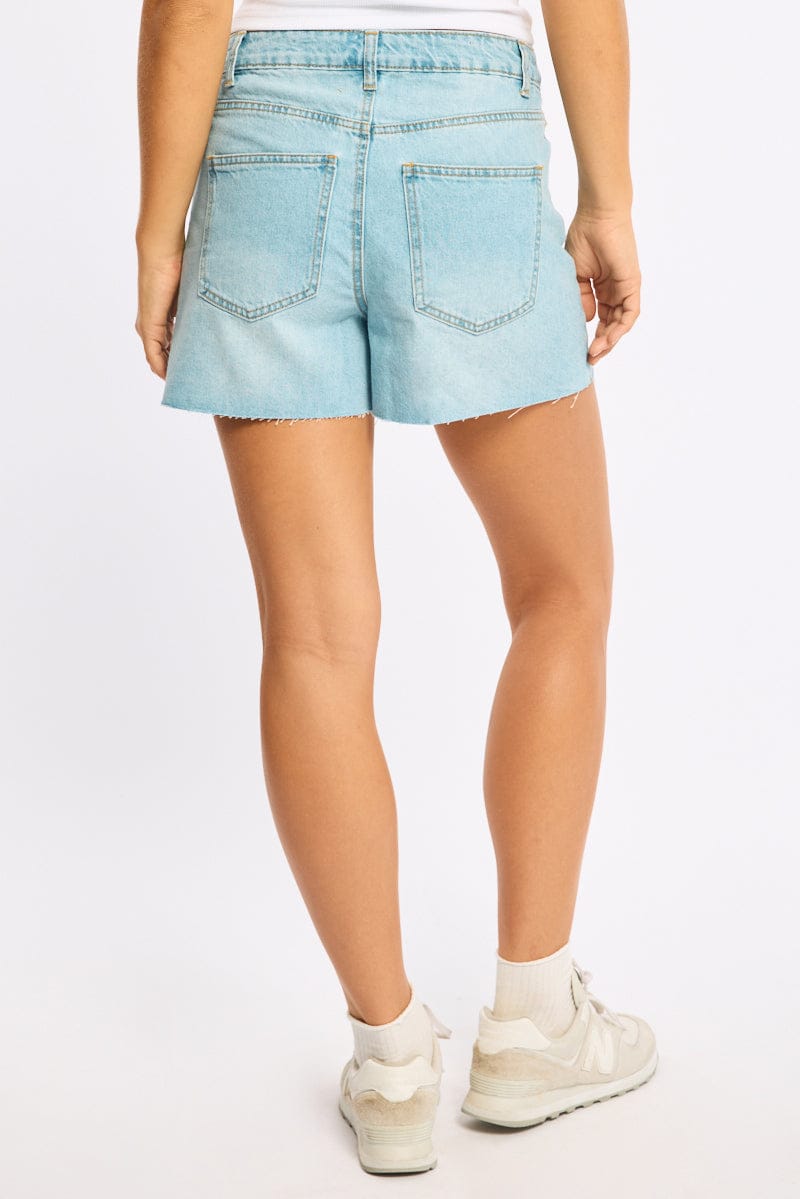 Denim Relaxed Shorts Mid Rise for Ally Fashion