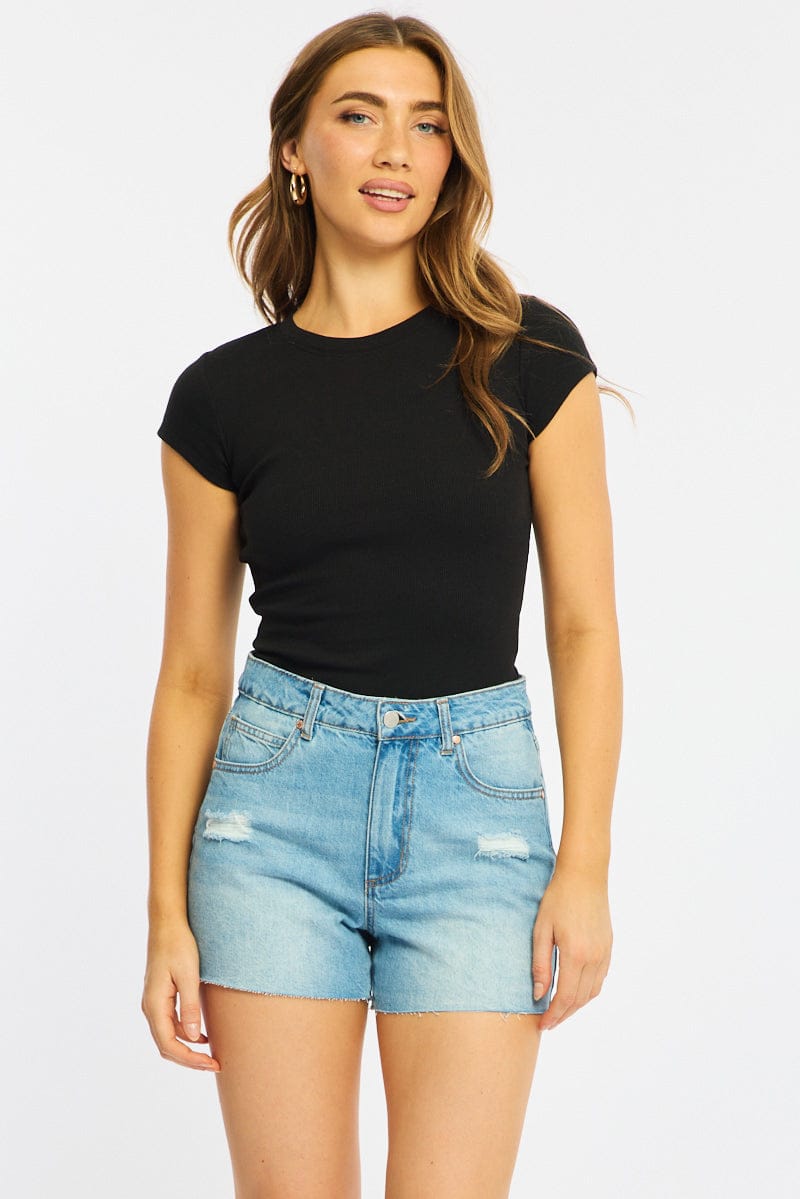 Denim Relaxed Shorts Mid Rise for Ally Fashion