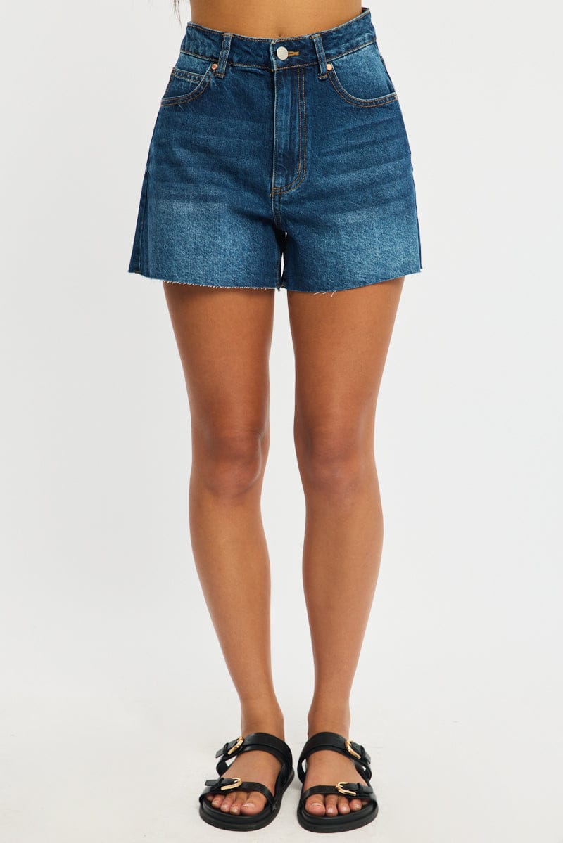Denim Relaxed Shorts Mid Rise for Ally Fashion