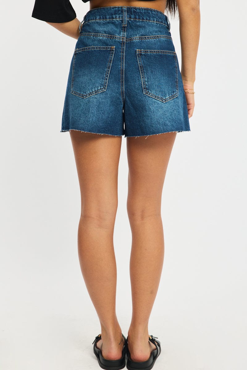 Denim Relaxed Shorts Mid Rise for Ally Fashion