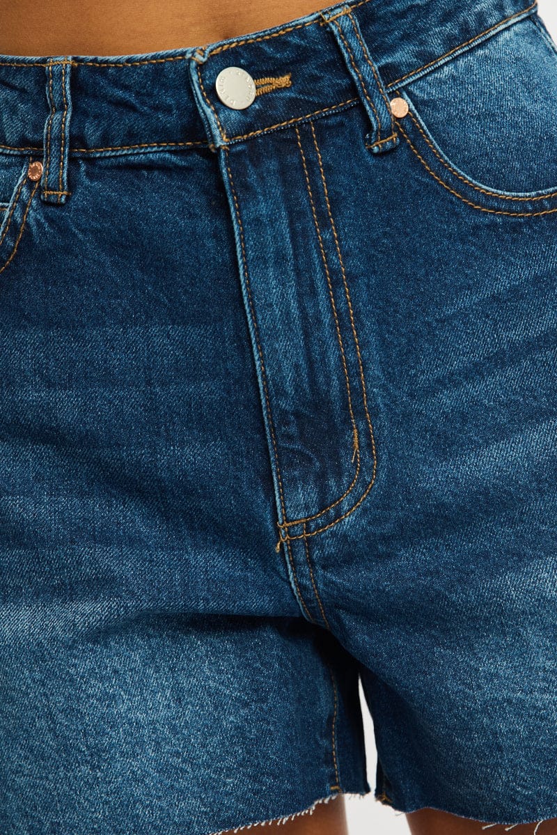 Denim Relaxed Shorts Mid Rise for Ally Fashion