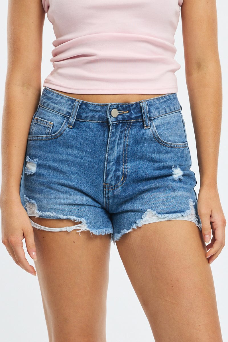Denim Relaxed Shorts Mid Rise for Ally Fashion