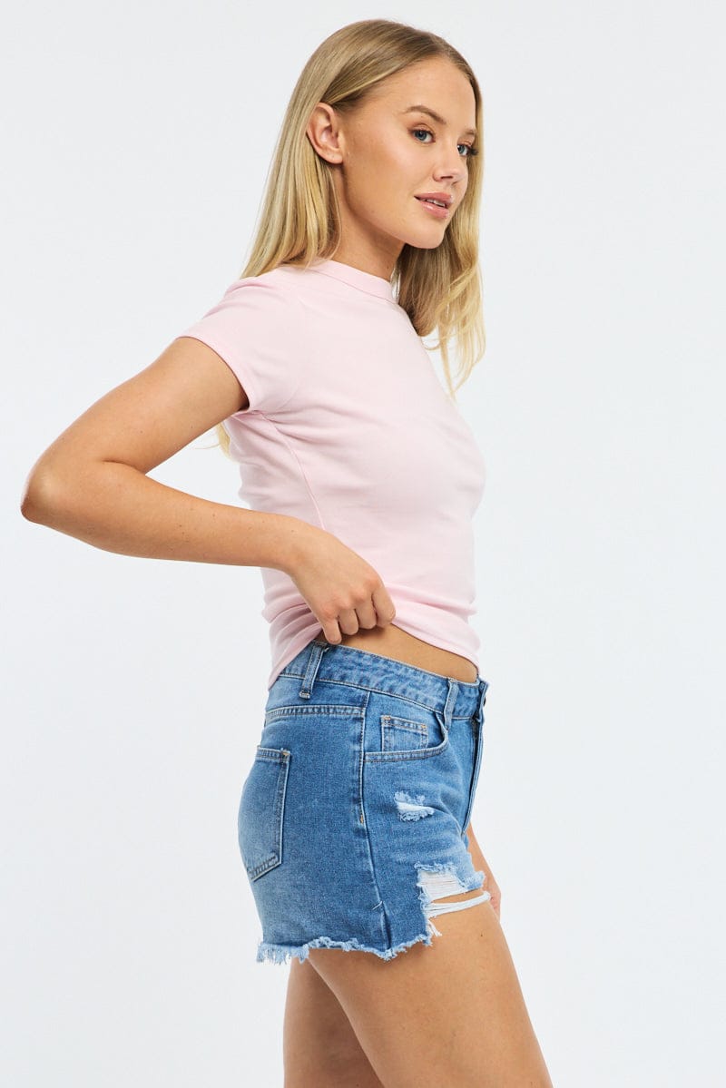 Denim Relaxed Shorts Mid Rise for Ally Fashion