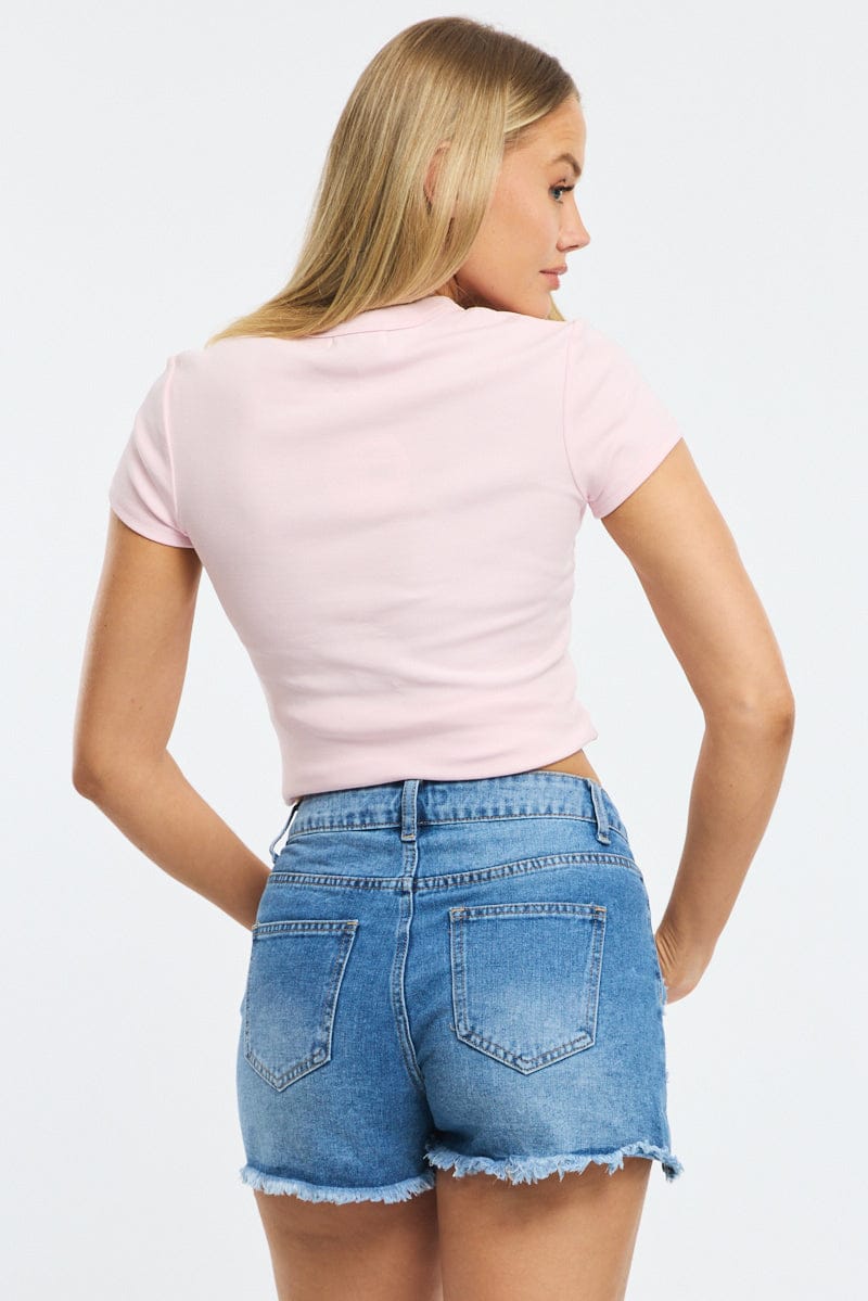 Denim Relaxed Shorts Mid Rise for Ally Fashion