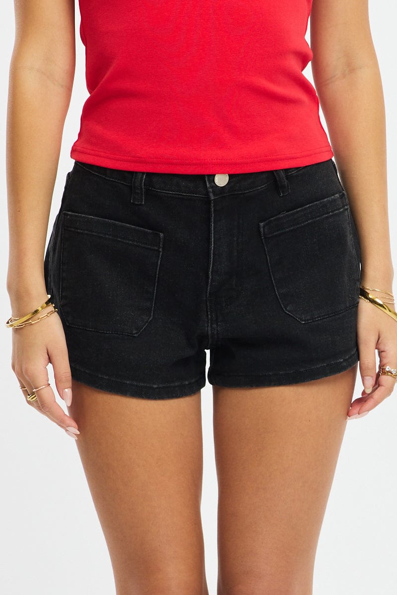 Denim Mini Shorts Low Rise Outpocket for Ally Fashion