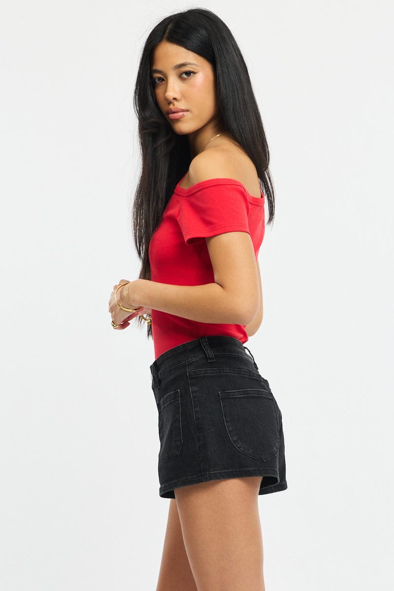 Denim Mini Shorts Low Rise Outpocket for Ally Fashion