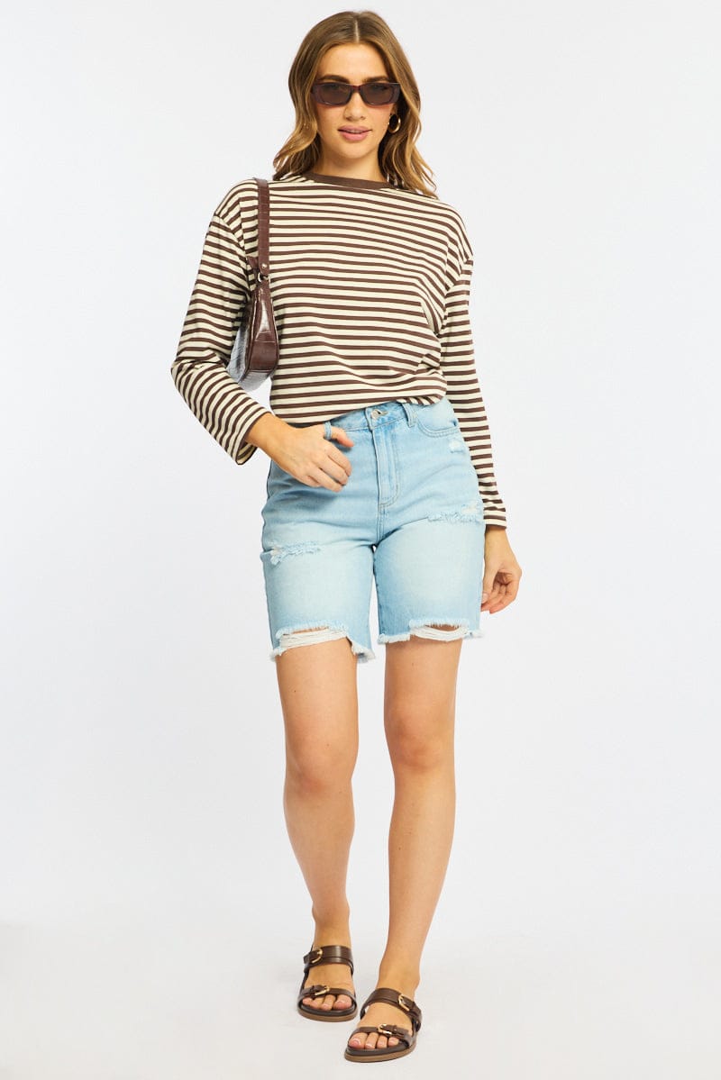 Denim Jorts Mid Rise Distressed for Ally Fashion