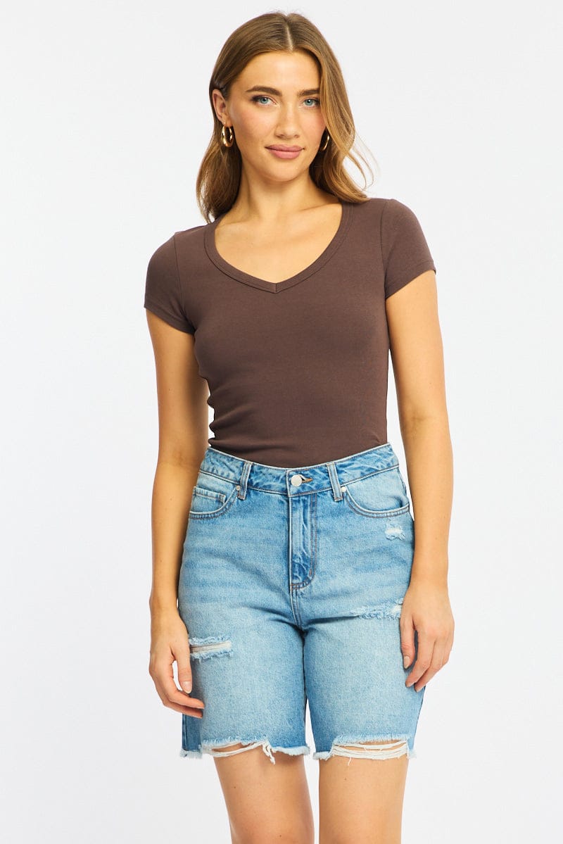Denim Jorts Mid Rise Distressed for Ally Fashion