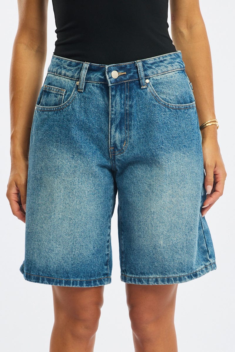 Denim Bermuda Shorts Mid Rise for Ally Fashion