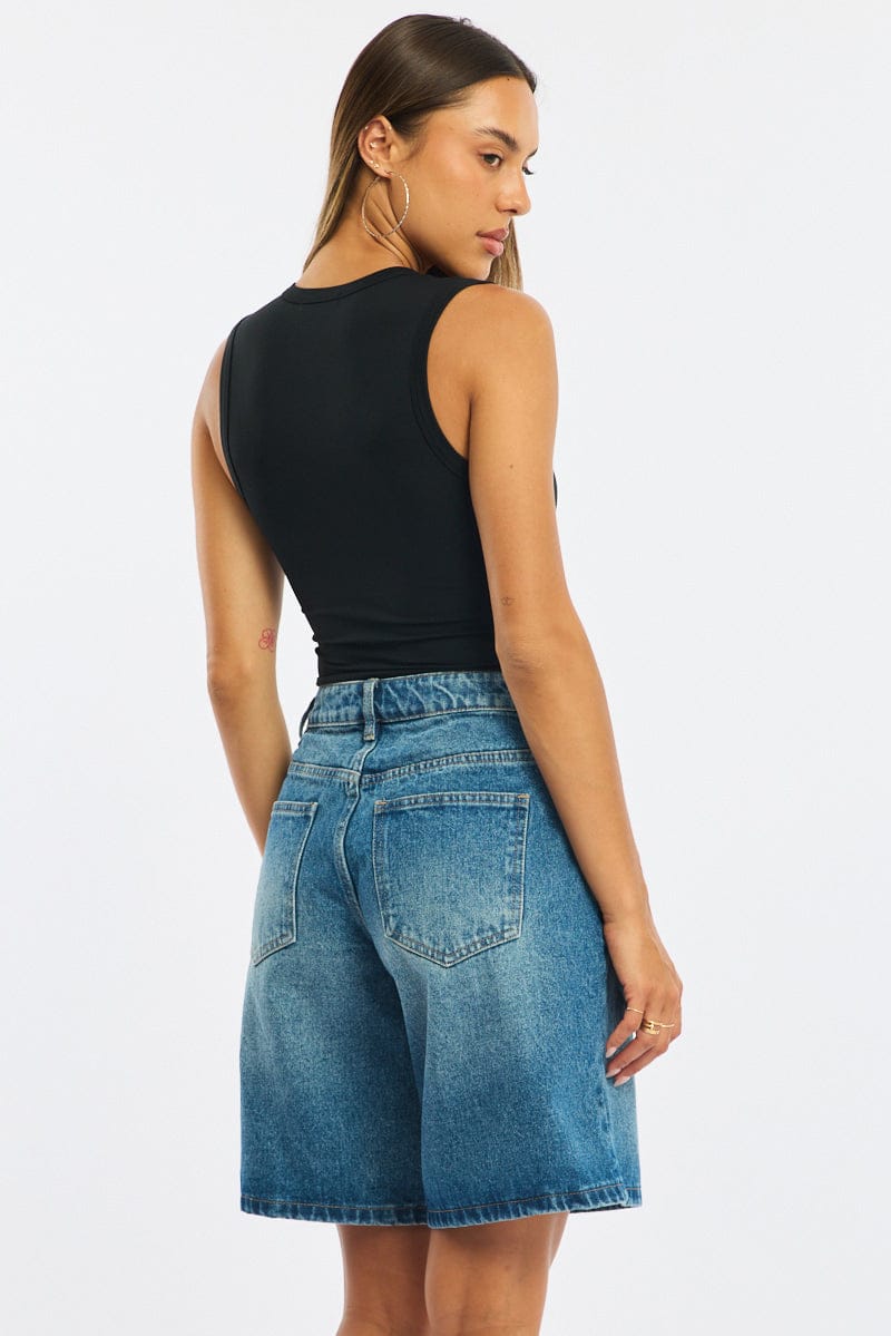 Denim Bermuda Shorts Mid Rise for Ally Fashion