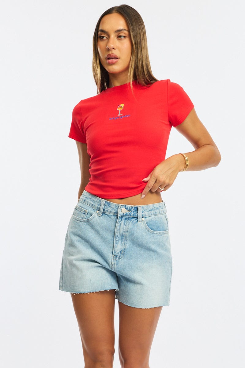 Denim Relaxed Shorts Star Pocket for Ally Fashion