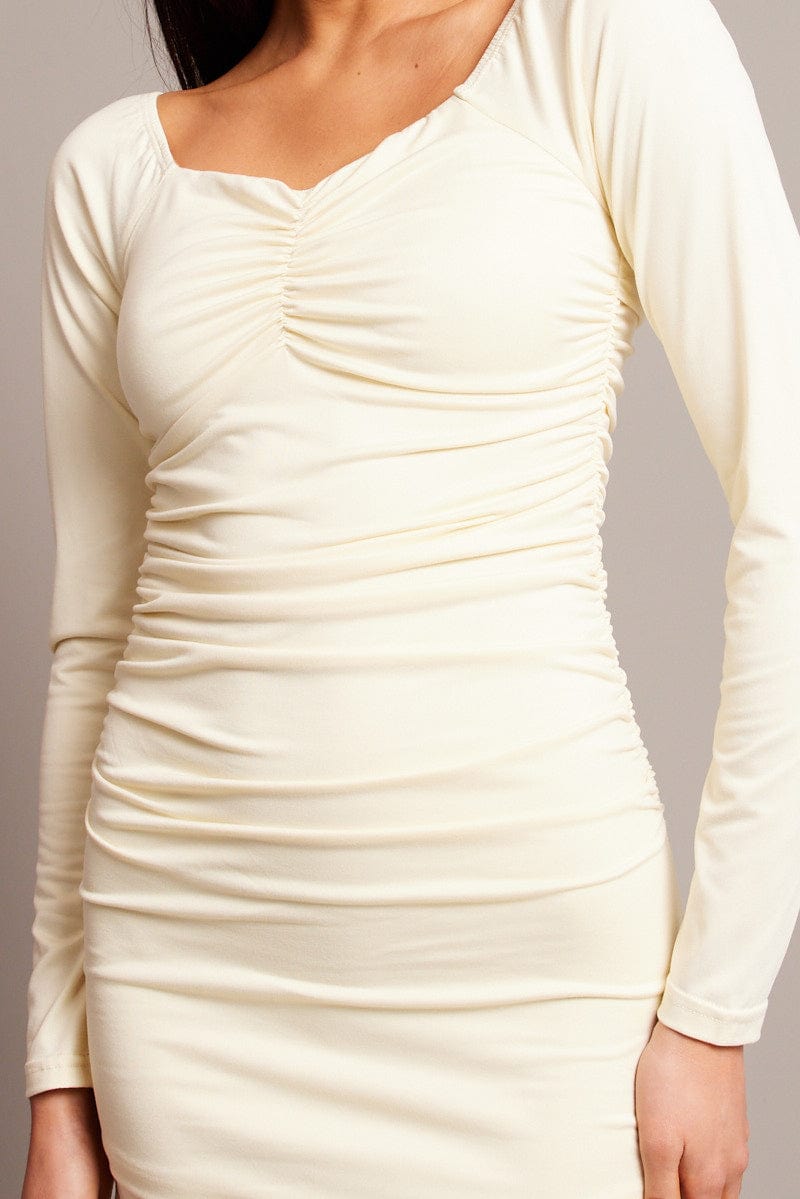 White Bodycon Dress Long Sleeve Mini for Ally Fashion