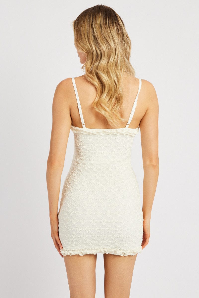 White Bodycon Dress Singlet Lace Mini for Ally Fashion