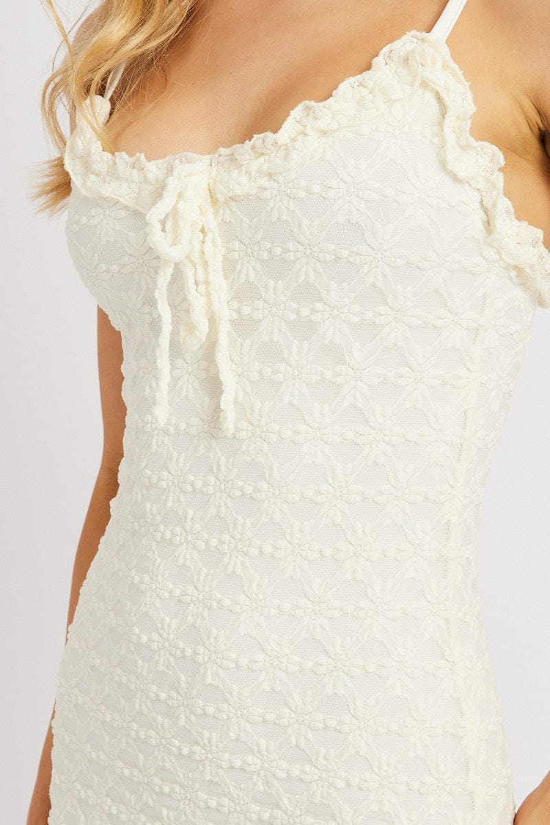 White Bodycon Dress Singlet Lace Mini for Ally Fashion