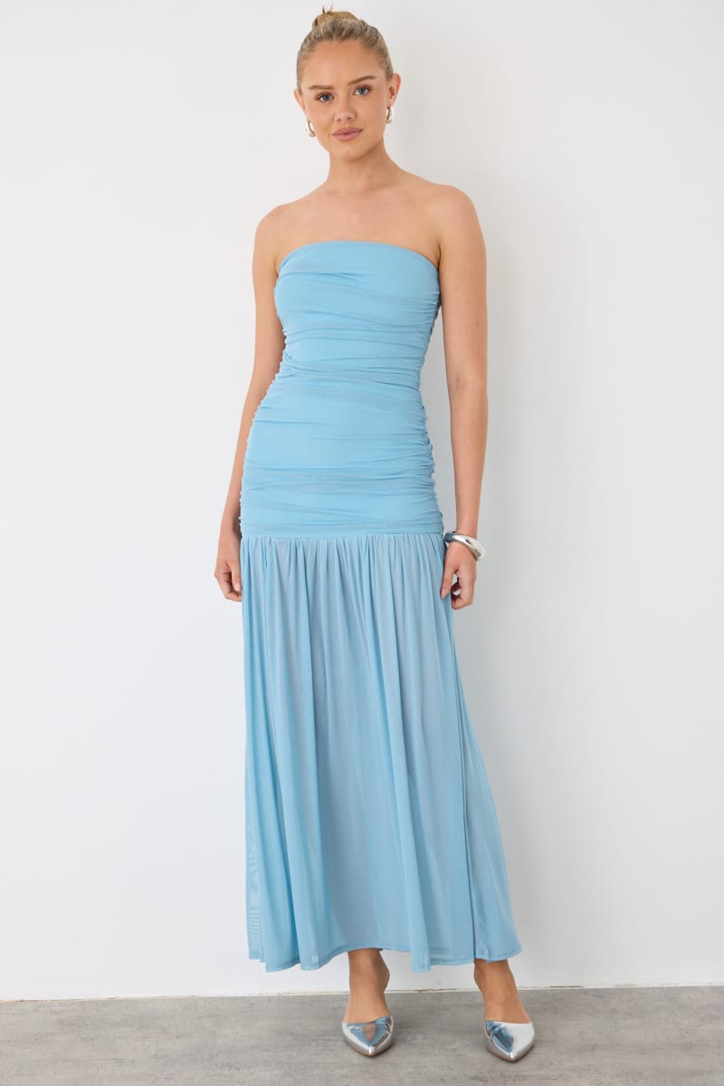 Blue Strapless Bodycon Maxi Dress for Ally Fashion