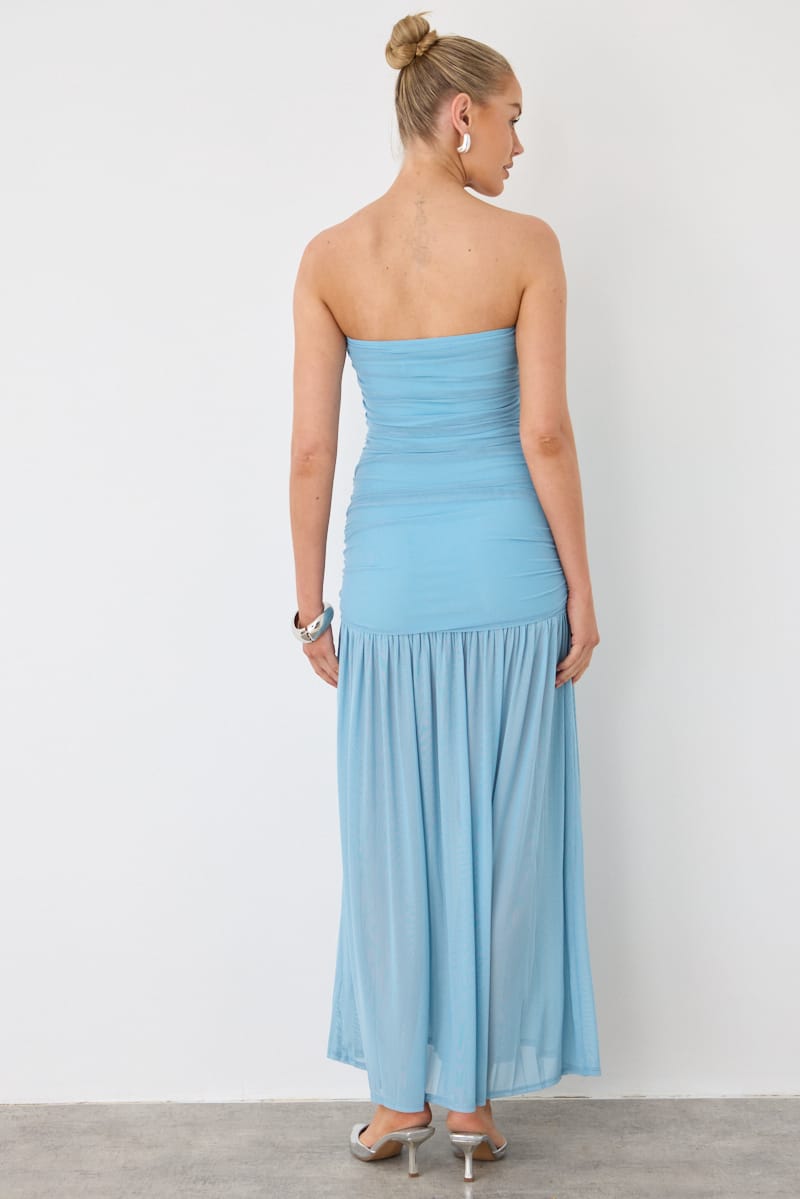 Blue Strapless Bodycon Maxi Dress for Ally Fashion