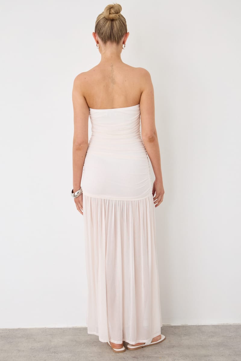 White Strapless Bodycon Maxi Dress for Ally Fashion