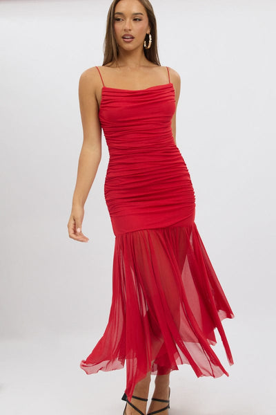 Red Bodycon Dress Singlet Maxi | Ally Fashion