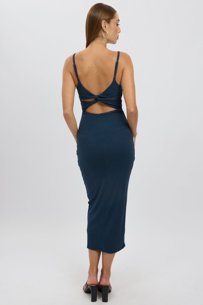 Blue Bodycon Dress Maxi Ribbon Trim | Ally Fashion Blue Bodycon Dress Maxi Ribbon Trim | Ally Fashion
