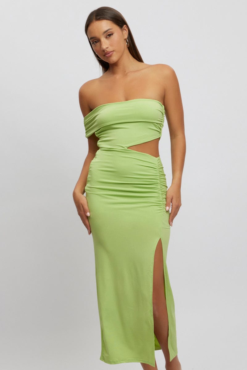 Green Bodycon Dress One Shoulder Maxi | Ally Fashion Green Bodycon Dress One Shoulder Maxi | Ally Fashion