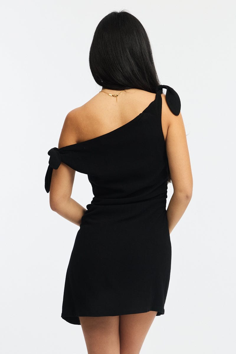 Black Bodycon Dress Tie Up Shoulder for Ally Fashion