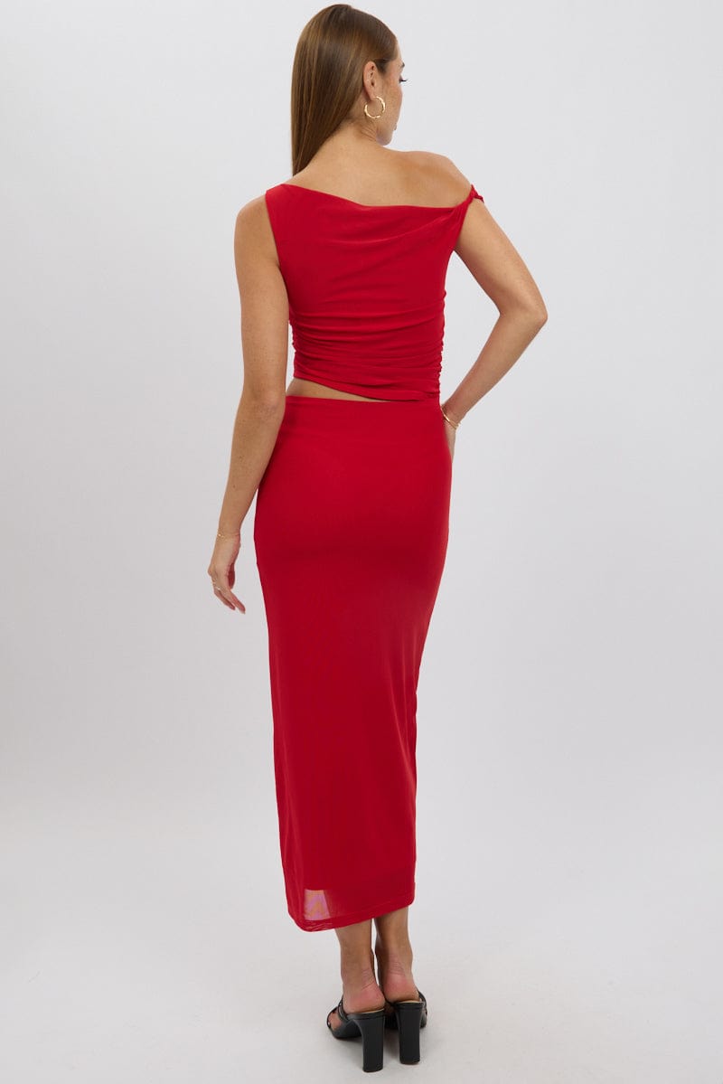 Red Bodycon Dress Maxi Mesh for Ally Fashion