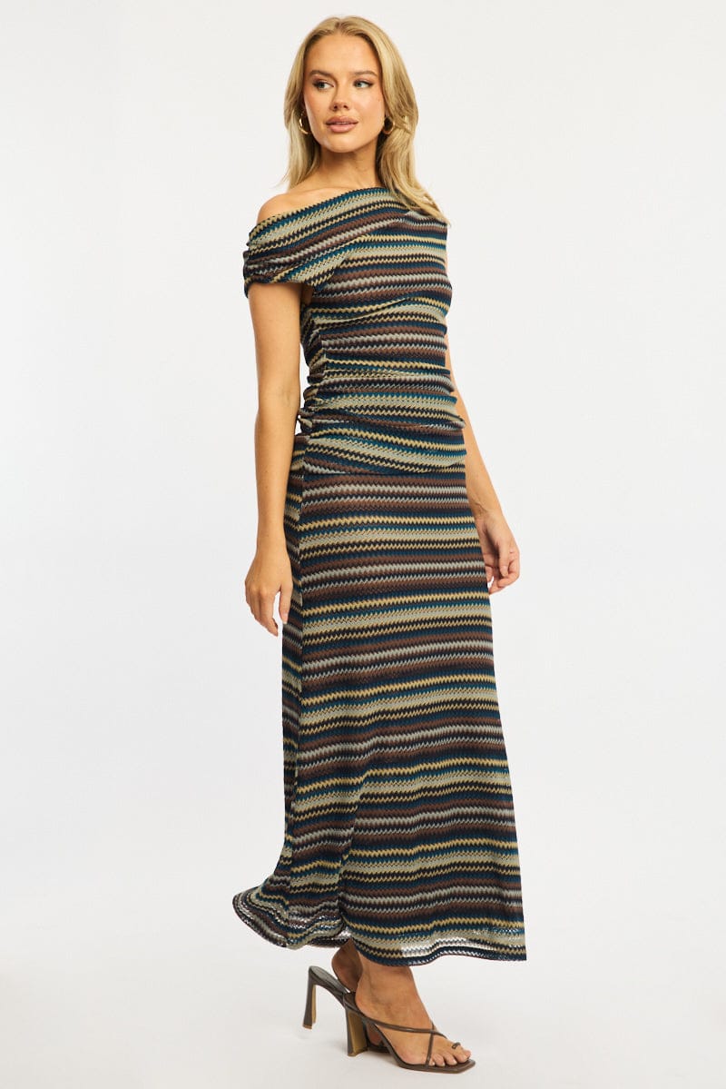 Grey Stripe Bodycon Dress Off Shoulder | Ally Fashion Grey Stripe Bodycon Dress Off Shoulder | Ally Fashion