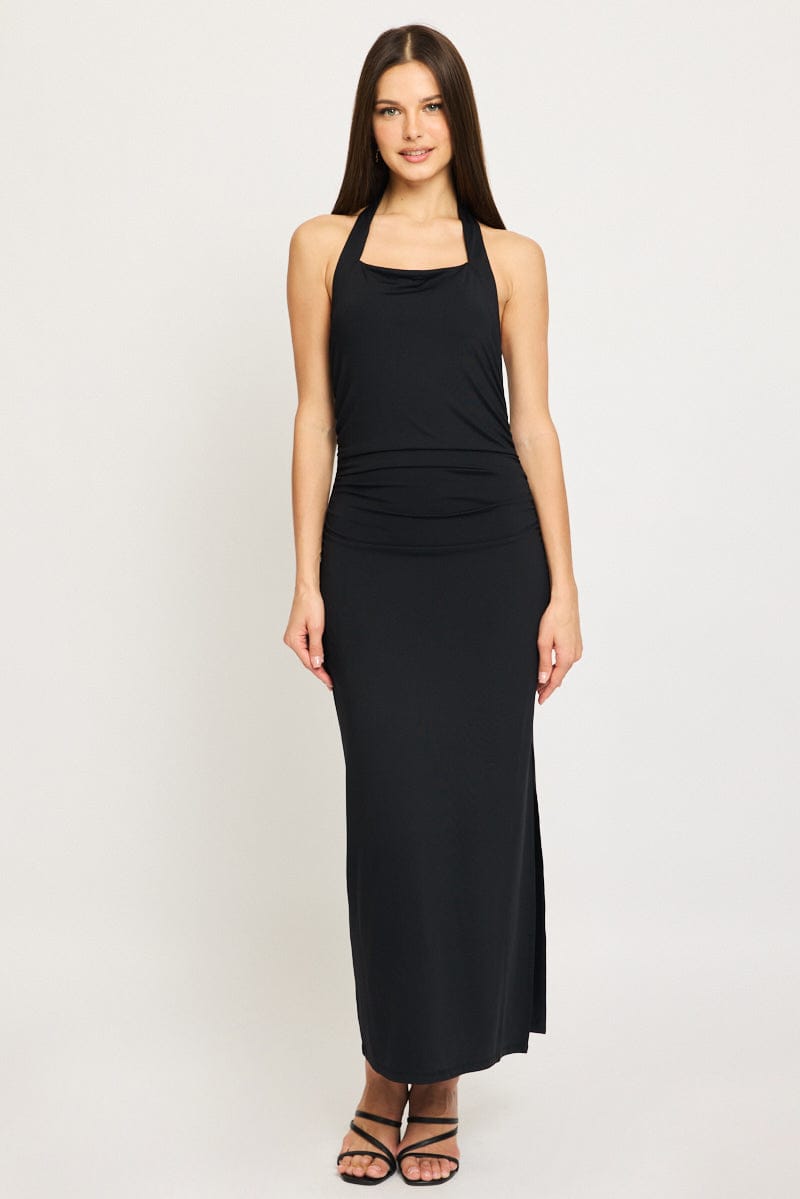 Black Bodycon Dress Halter Neck for Ally Fashion