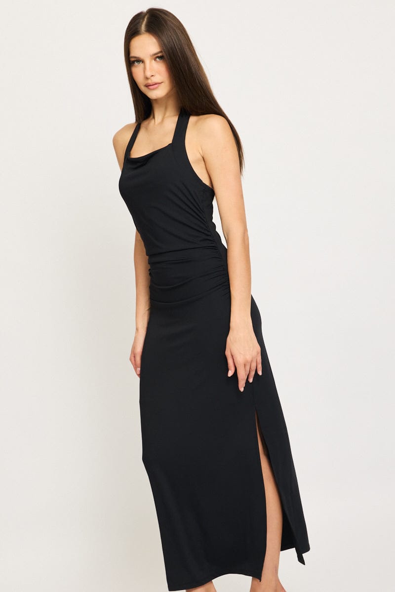 Black Bodycon Dress Halter Neck for Ally Fashion