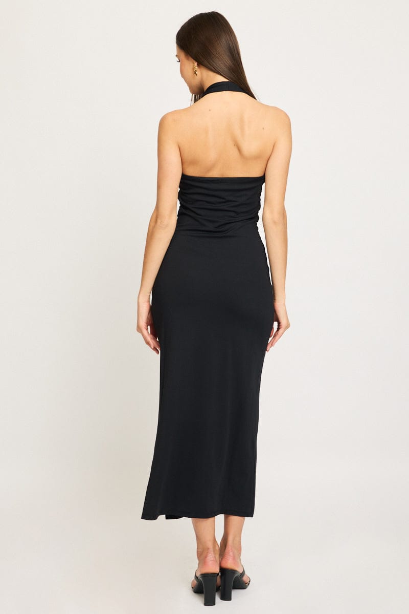 Black Bodycon Dress Halter Neck for Ally Fashion