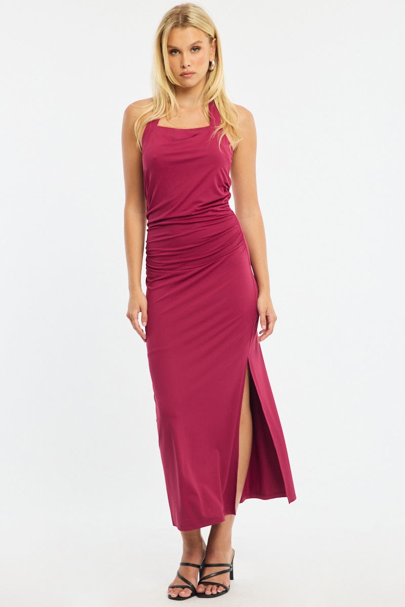 Red Bodycon Dress Halter Neck for Ally Fashion