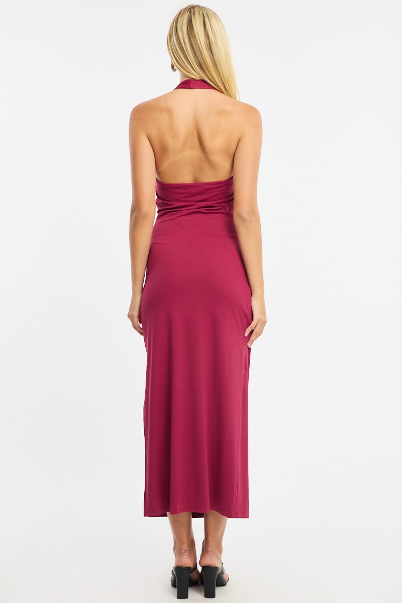 Red Bodycon Dress Halter Neck for Ally Fashion