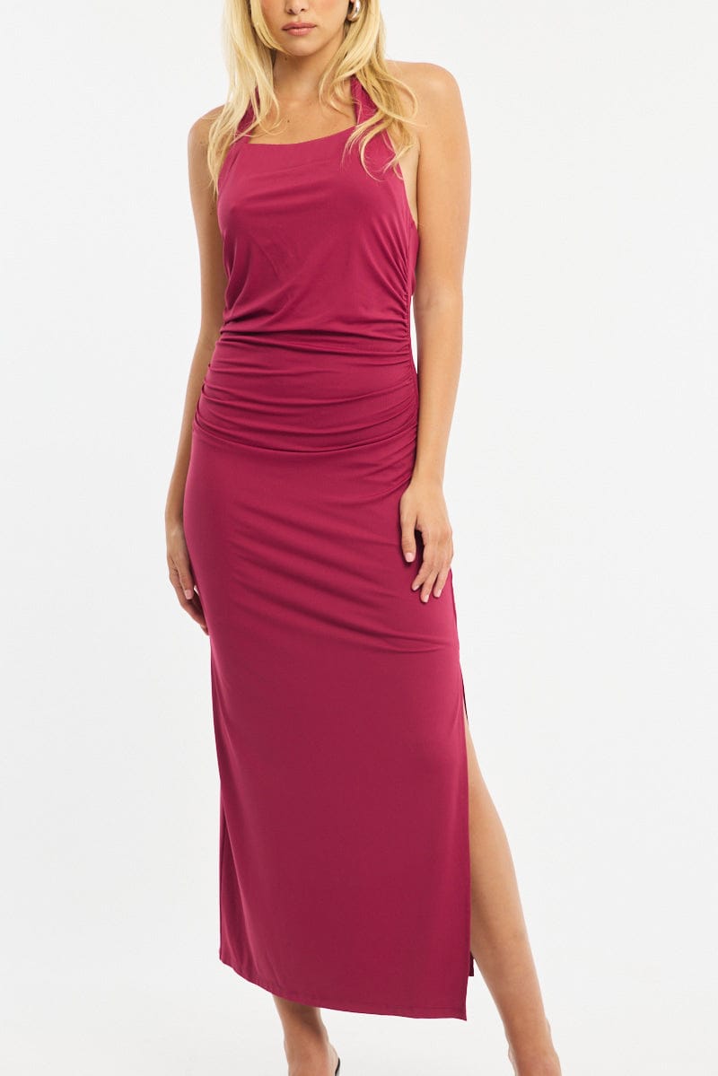 Red Bodycon Dress Halter Neck for Ally Fashion