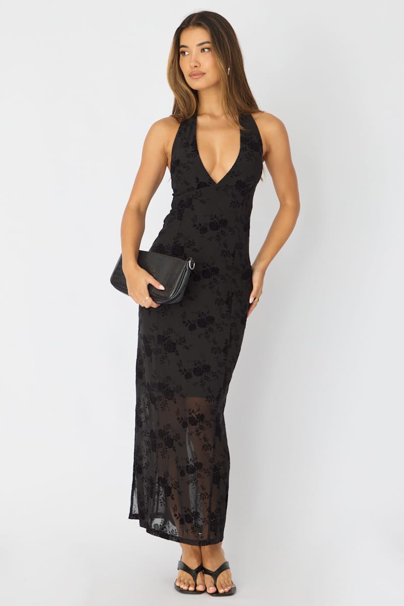 Black Bodycon Dress Halter Neck for Ally Fashion