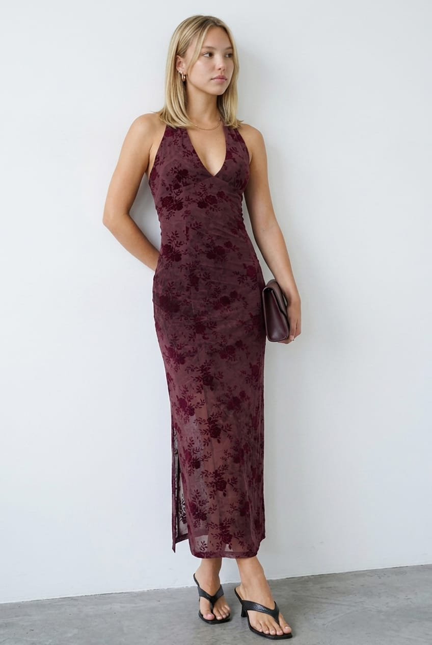 Red Bodycon Dress Halter Neck for Ally Fashion