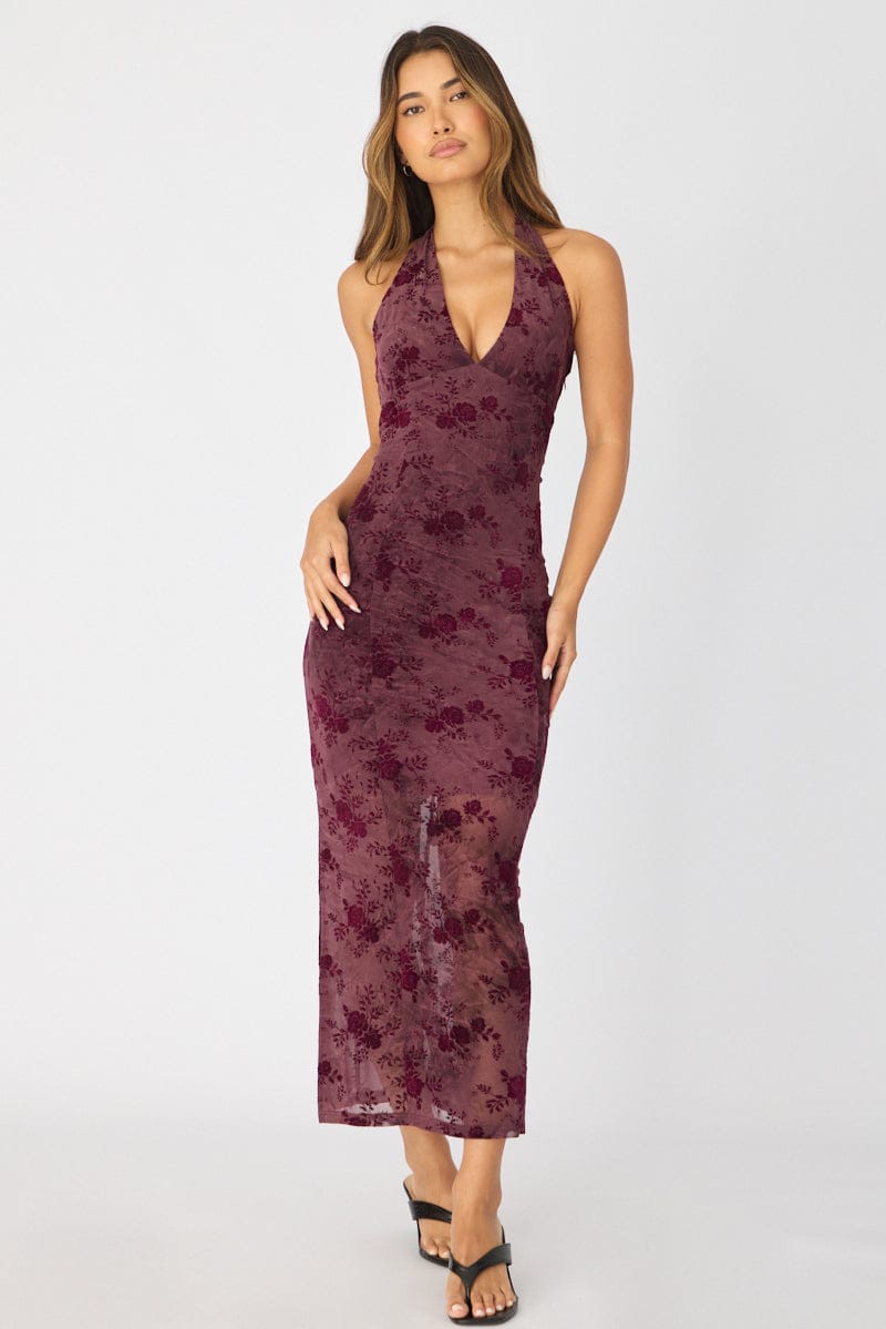 Red Bodycon Dress Halter Neck for Ally Fashion