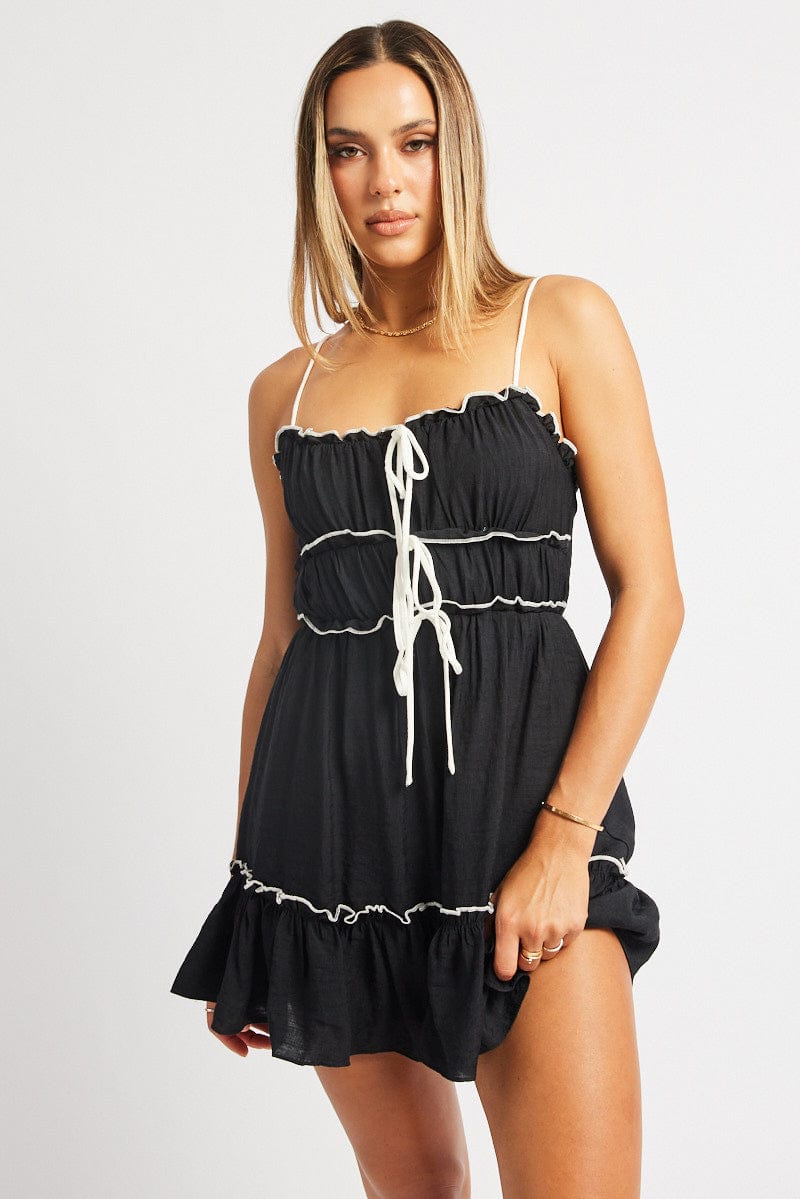 Black Fit And Flare Dress Mini for Ally Fashion