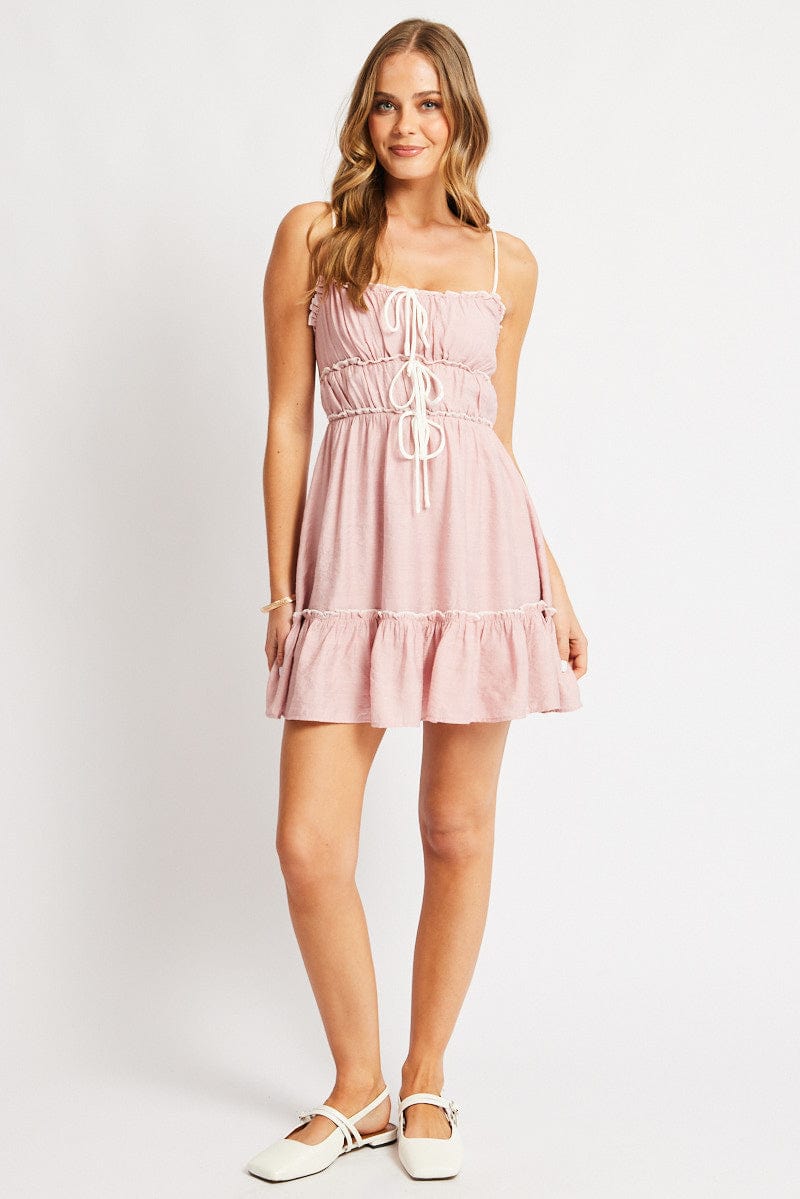 Pink Fit And Flare Dress Mini