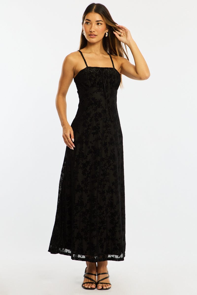 Black Midi Dress Strappy for Ally Fashion
