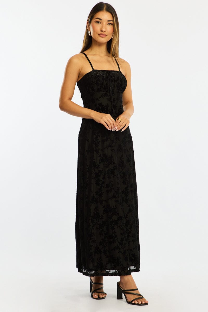 Black Midi Dress Strappy for Ally Fashion