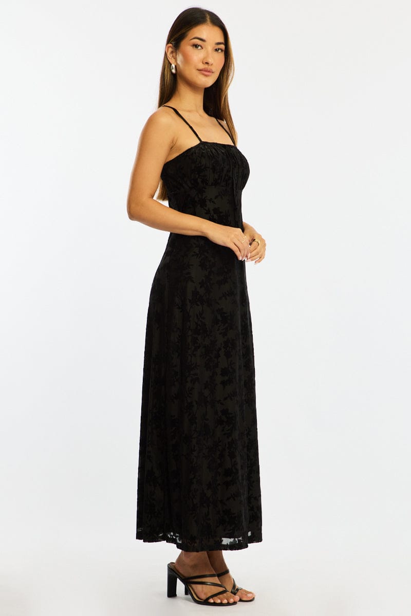 Black Midi Dress Strappy for Ally Fashion
