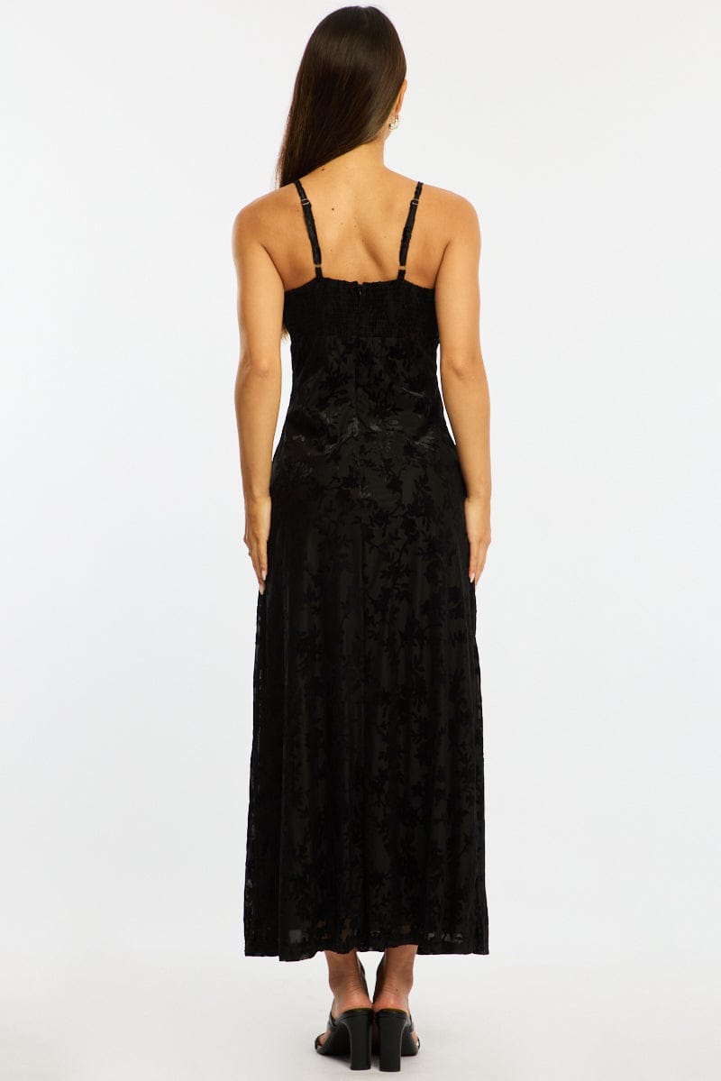 Black Midi Dress Strappy for Ally Fashion
