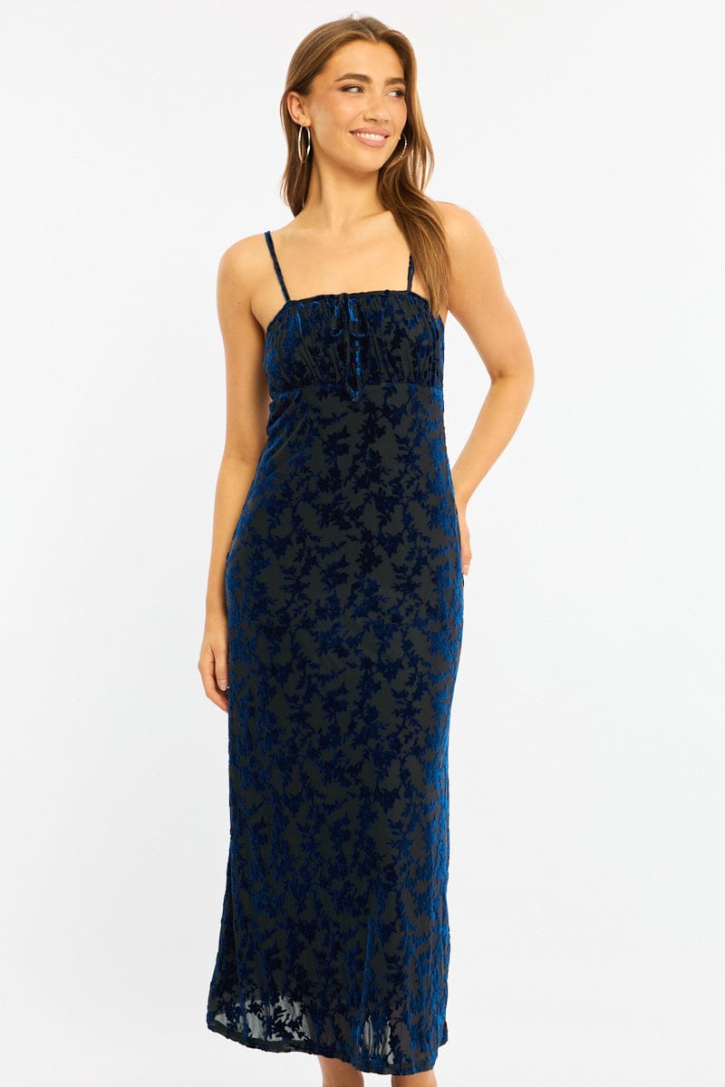 Blue Midi Dress Strappy for Ally Fashion