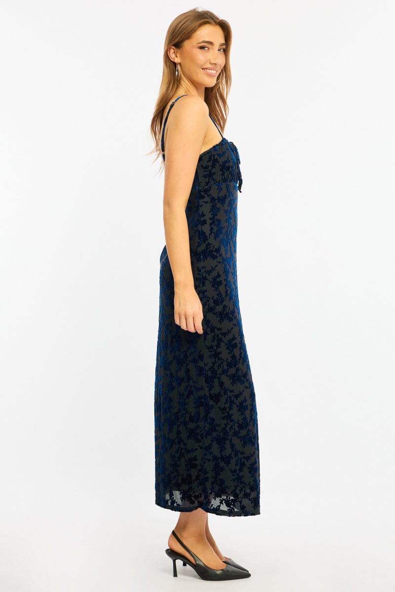 Blue Midi Dress Strappy for Ally Fashion